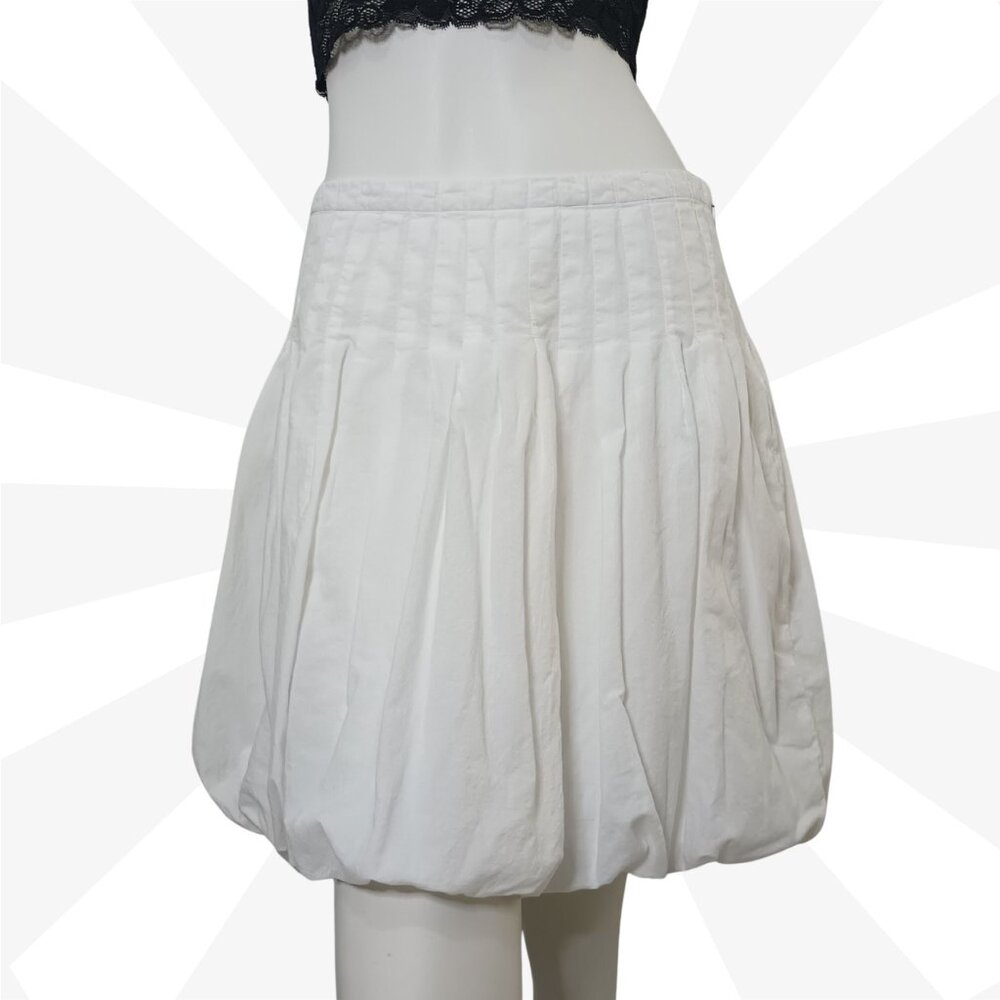 Sele White Bubble Skirt Size M A Line Pleated Zip